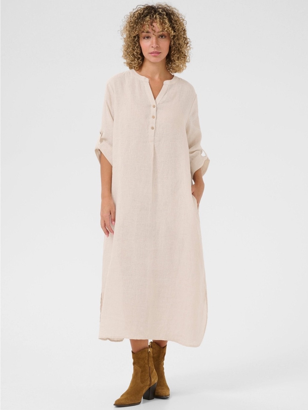 100% Linen Bella Caftan Dress by Cream